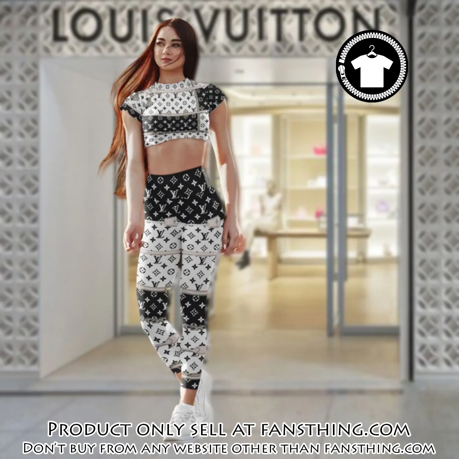 Triple black louis vuitton luxury sportwear combo luxury brand crop top tshirt and legging for women ctl1040 fst0259561